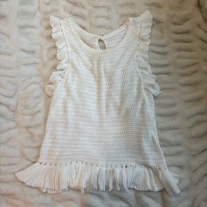 White ruffle tank top